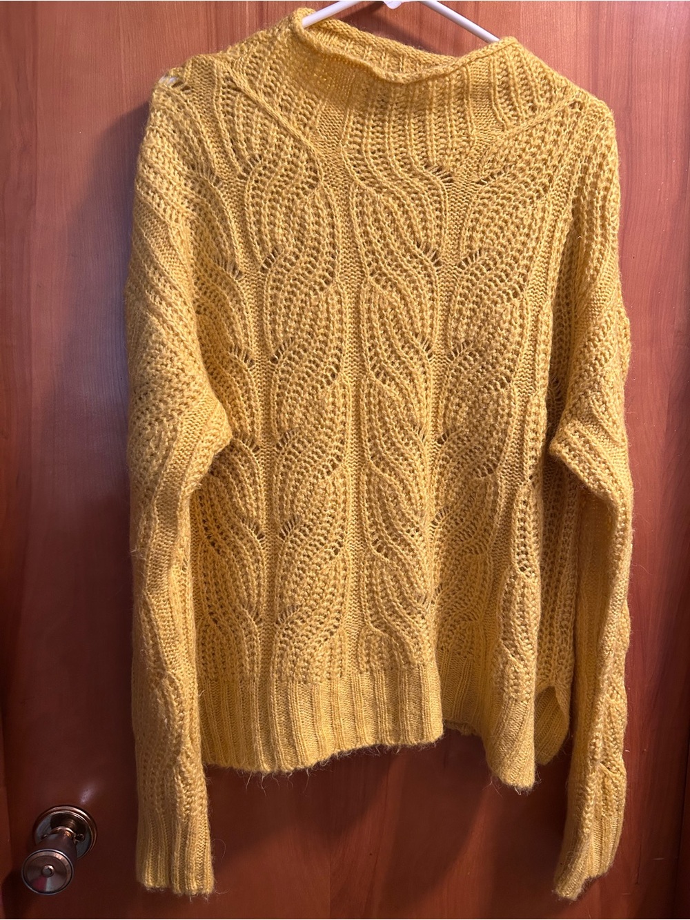 J. Crew Mustard Cable-Knit Mock Turtleneck Women's Sweater